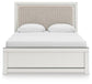 Zuraleus Queen Upholstered Panel Platform Bed, Dresser and Mirror