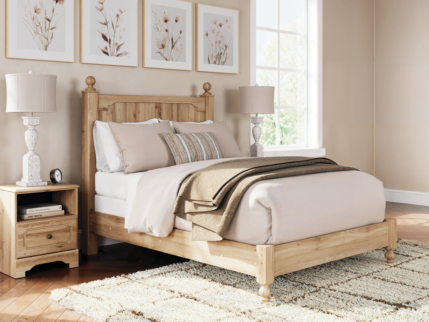 Aleaport Full Panel Bed with Mirrored Dresser and Nightstand