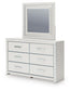 Zuraleus King Upholstered Panel Platform Storage Bed, Dresser and Mirror