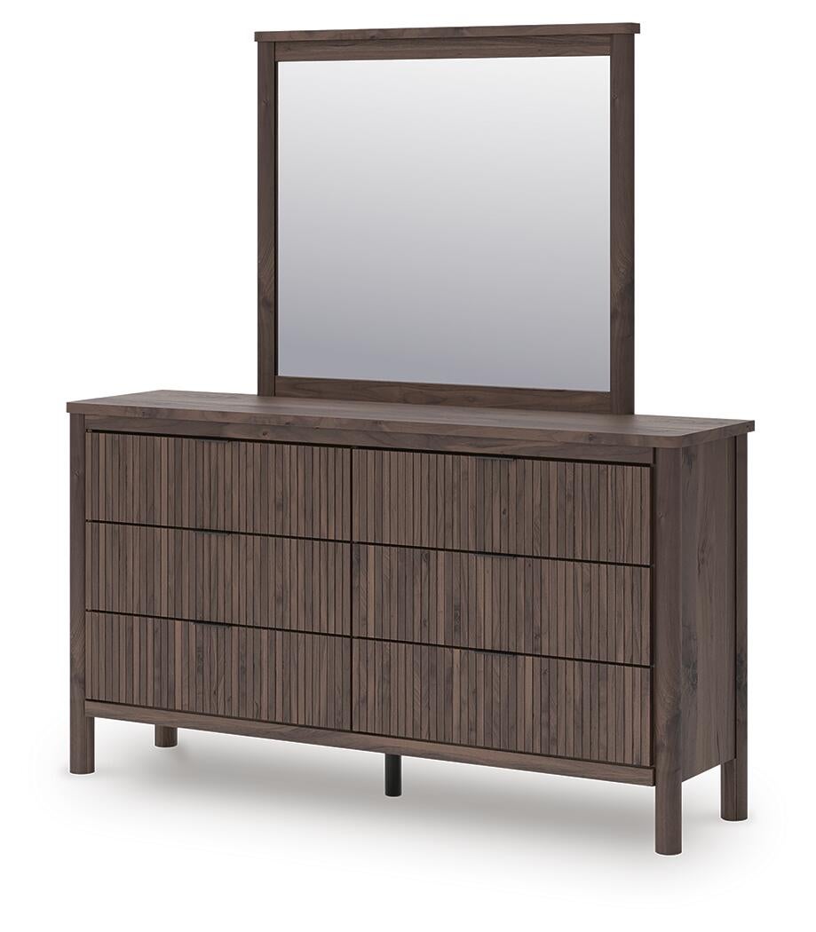 Pamytta King Panel Bed, Dresser, Mirror, Chest and Nightstand