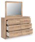 Kinlanni King Upholstered Panel Bed, Dresser and Mirror
