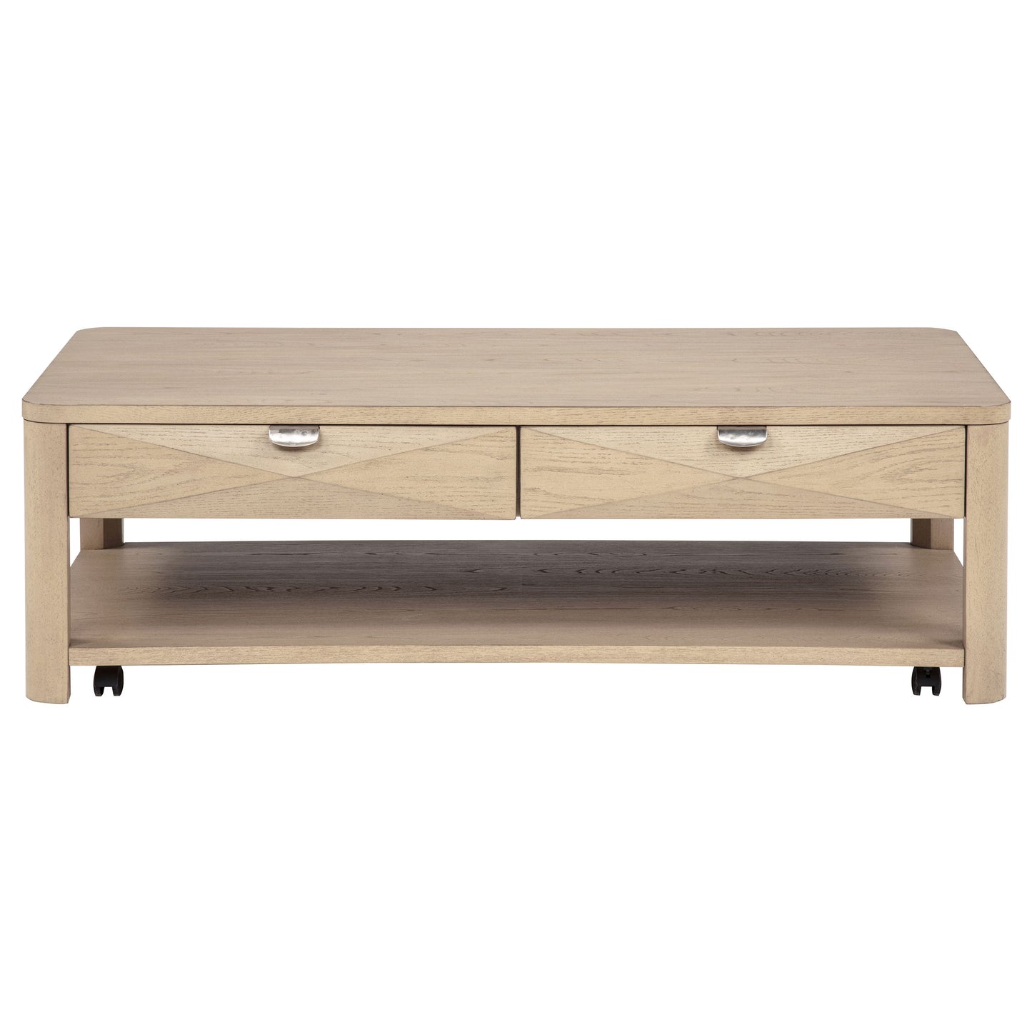 Marcelo Wood Coffee Table with 2 Drawers and Shelf Light Elm