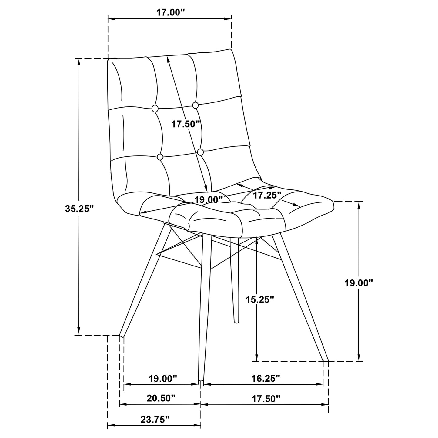 Aiken Faux Leather Upholstered Dining Side Chair Saddle Brown (Set of 4)
