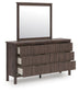 Cadmori Full Upholstered Panel Platform Bed, Dresser, Mirror and Nightstand