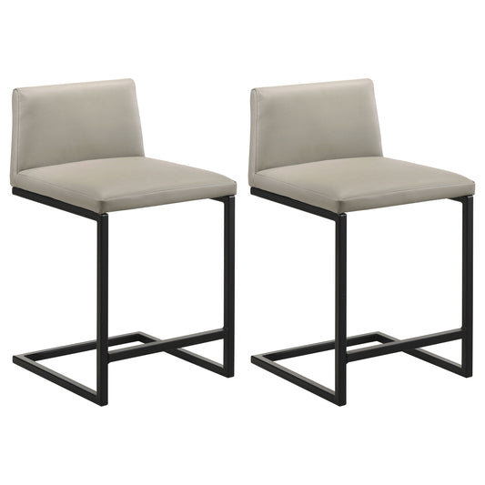 Vardon Genuine Leather Counter Height Chair Tan (Set of 2)