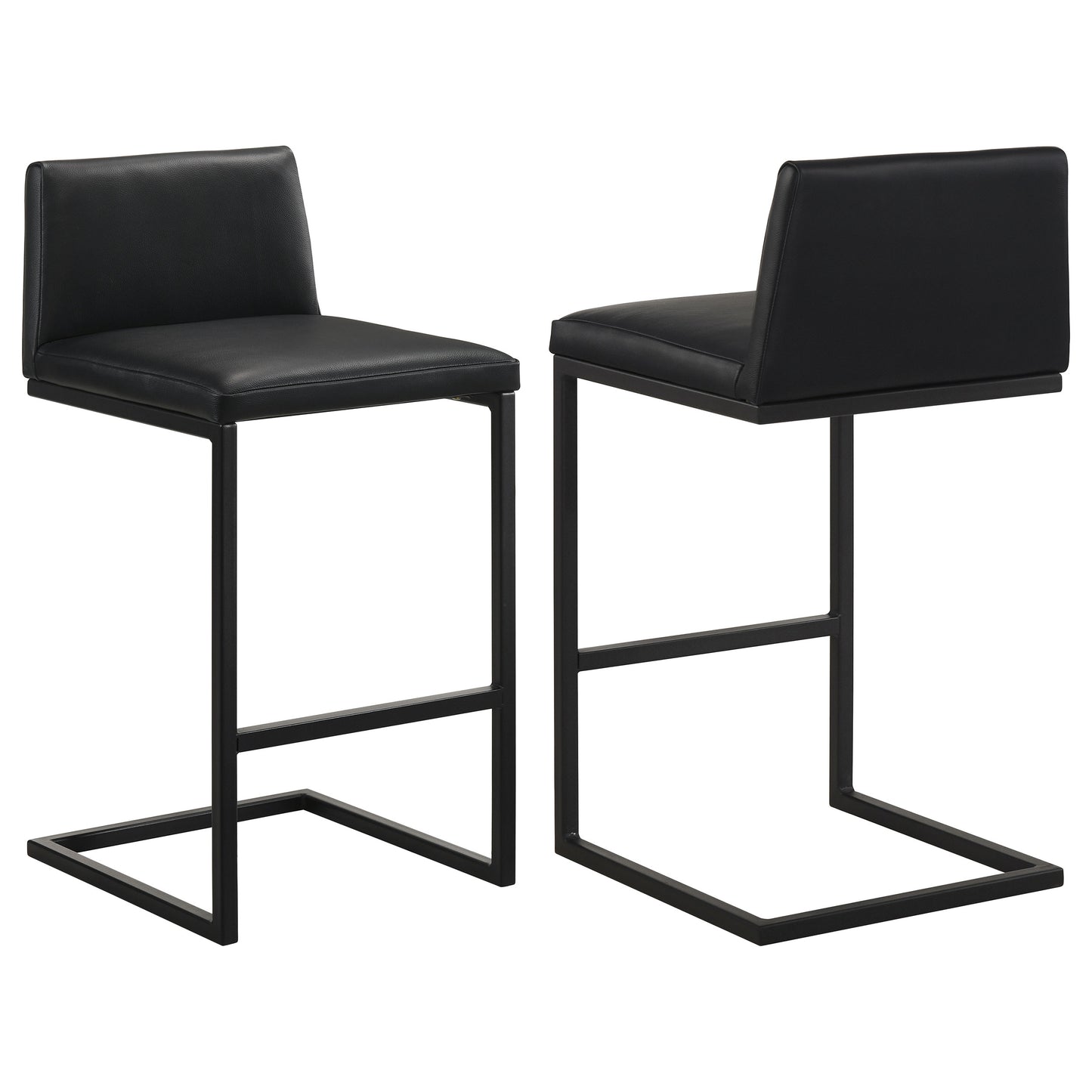 Vardon Genuine Leather Bar Stool Black (Set of 2)