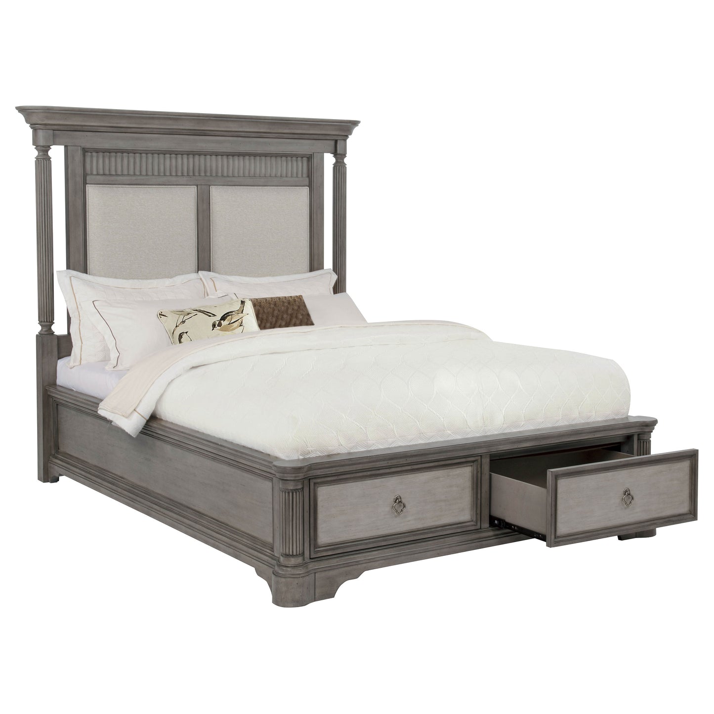 Cresswell Queen Upholstered Storage Platform Bed Weathered Taupe