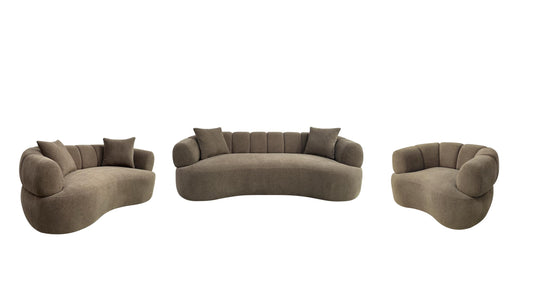 Casarin Fabric 3-Piece Channel-Back Sofa Set Brown