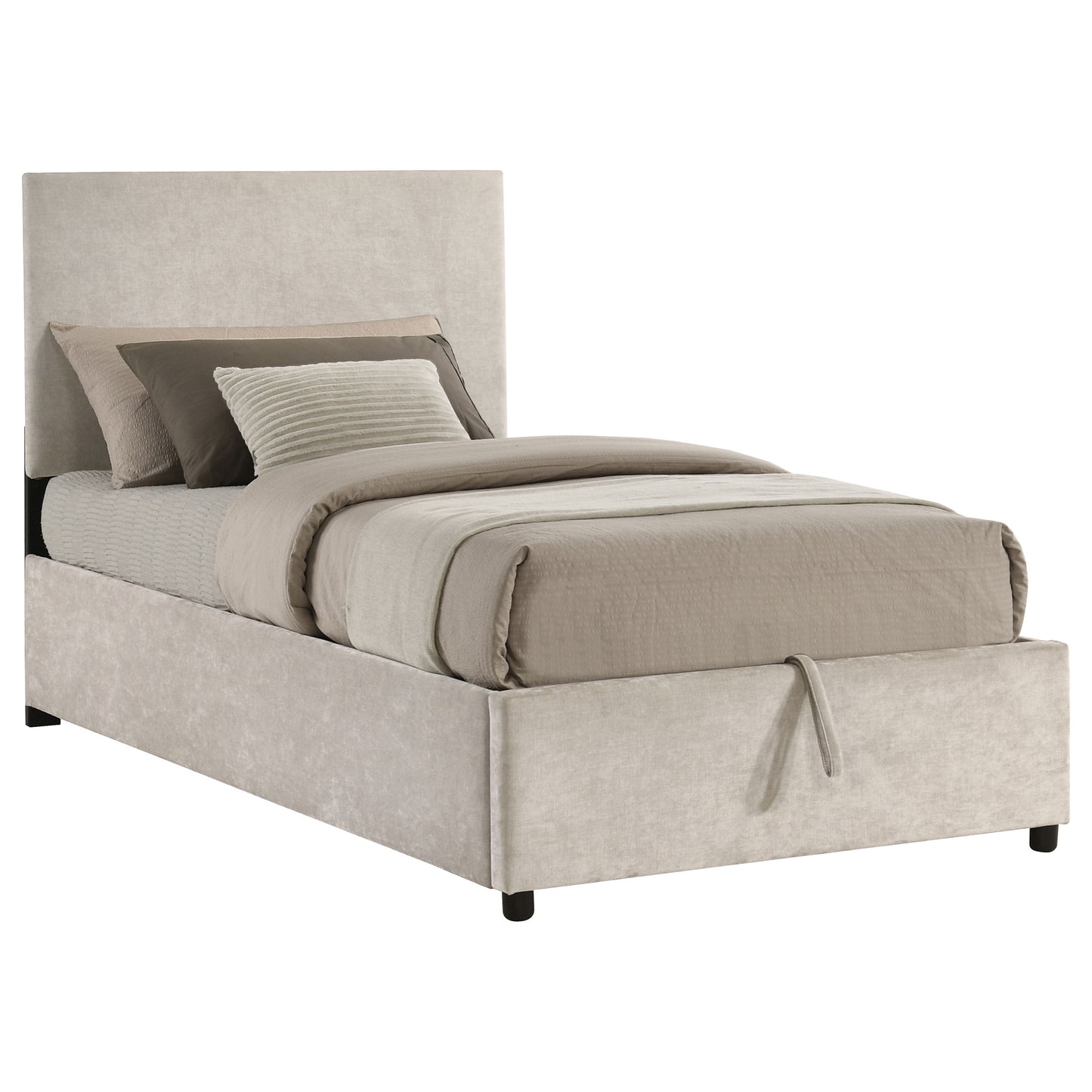 Reeves Upholstered Twin Lift-Top Storage Platform Bed Beige
