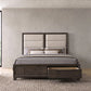 Farre Queen Upholstered Storage Platform Bed Dark Brown