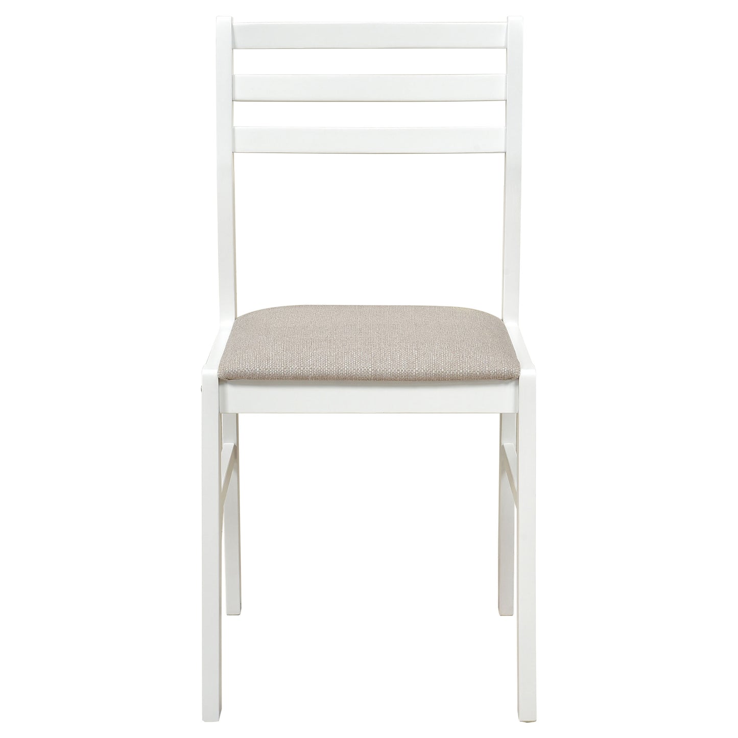 Sykes Fabric Upholstered Ladder Back Side Chair White and Beige (Set of 2)