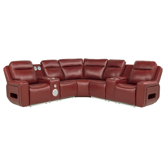 Rojas 3-Piece Dual Power Reclining L-Shaped Sectional with Bluetooth Red