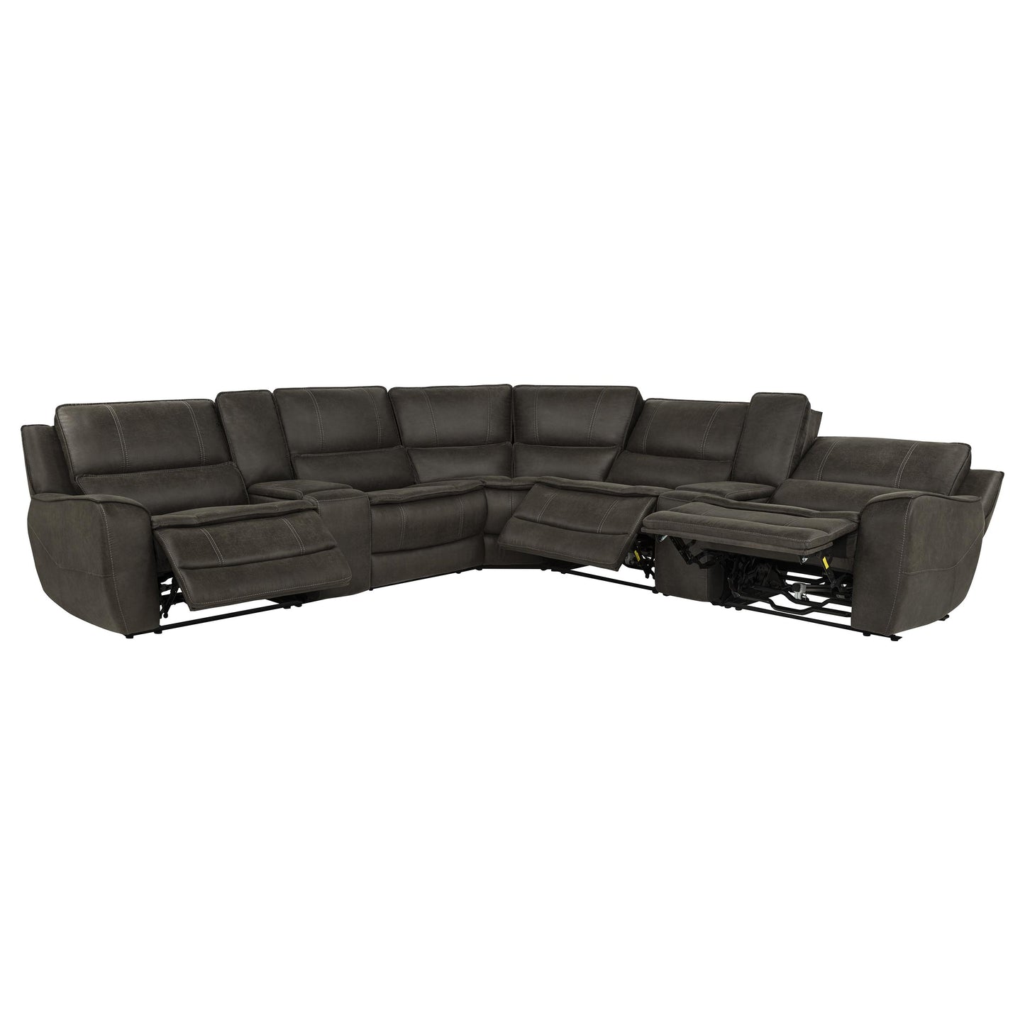 Marcell 7-Piece L-Shaped Power Reclining Sectional with Dual Consoles Grey