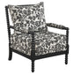 Blanchett Traditional Floral Upholstered Bobbin Accent Chair Black