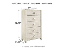 Load image into Gallery viewer, Willowton  Panel Bed With Mirrored Dresser, Chest And 2 Nightstands

