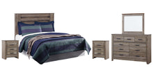 Load image into Gallery viewer, Zelen King/California King Panel Headboard with Mirrored Dresser and 2 Nightstands
