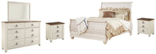 Load image into Gallery viewer, Willowton  Sleigh Bed With Mirrored Dresser And 2 Nightstands
