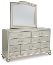 Load image into Gallery viewer, Coralayne Queen Upholstered Sleigh Bed with Mirrored Dresser and Chest
