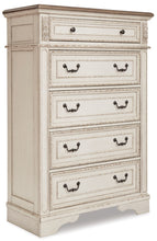 Load image into Gallery viewer, Realyn Queen Upholstered Bed with Mirrored Dresser and Chest
