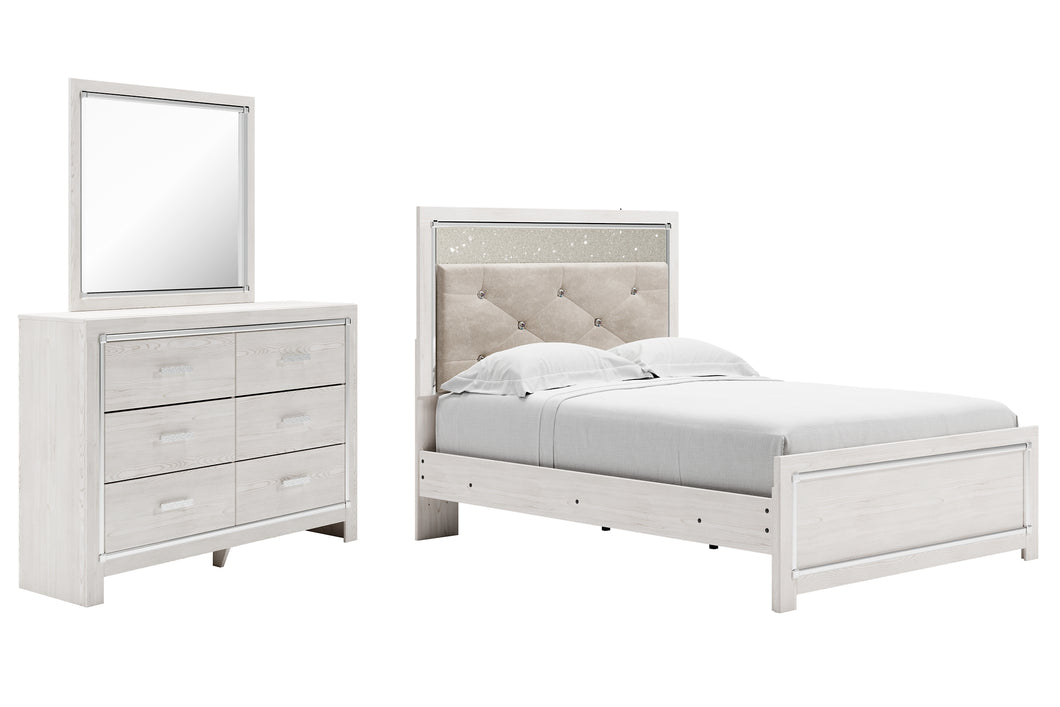Altyra Full Panel Bed with Mirrored Dresser