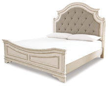 Load image into Gallery viewer, Realyn King Upholstered Panel Bed with Mirrored Dresser and 2 Nightstands

