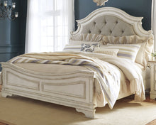 Load image into Gallery viewer, Realyn King Upholstered Panel Bed with Mirrored Dresser and 2 Nightstands
