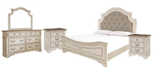 Load image into Gallery viewer, Realyn King Upholstered Panel Bed with Mirrored Dresser and 2 Nightstands
