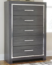Load image into Gallery viewer, Lodanna Full Upholstered Panel Headboard with Mirrored Dresser and Chest
