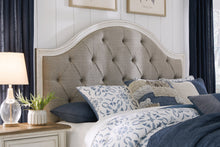 Load image into Gallery viewer, Brollyn California King Upholstered Panel Bed with Mirrored Dresser
