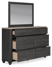 Load image into Gallery viewer, Nanforth Queen Panel Headboard with Mirrored Dresser, Chest and Nightstand
