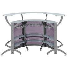 Load image into Gallery viewer, Dallas 2-shelf Curved Home Bar Silver and Frosted Glass (Set of 3)
