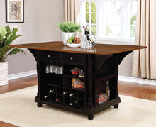Load image into Gallery viewer, Slater 2-drawer Kitchen Island with Drop Leaves Brown and Black
