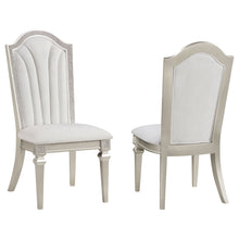 Load image into Gallery viewer, Evangeline Upholstered Dining Side Chair with Faux Diamond Trim Ivory and Silver Oak (Set of 2)
