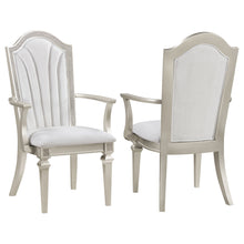 Load image into Gallery viewer, Evangeline Upholstered Dining Arm Chair with Faux Diamond Trim Ivory and Silver Oak (Set of 2)
