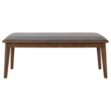 Load image into Gallery viewer, Alfredo Upholstered Dining Bench Grey and Natural Walnut
