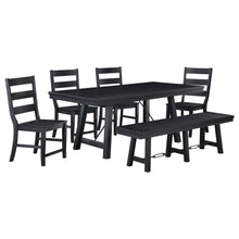 Load image into Gallery viewer, Newport 6-piece Rectangular Trestle Table Dining Set witih Bench Black
