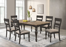 Load image into Gallery viewer, Bridget 7-piece Rectangular Dining Set Brown Brushed and Charcoal Sandthrough
