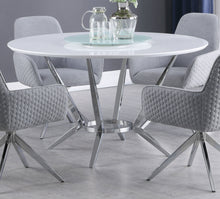 Load image into Gallery viewer, Abby Round Dining Table with Lazy Susan White and Chrome
