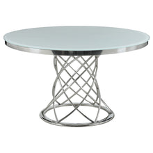 Load image into Gallery viewer, Irene Round Glass Top Dining Table White and Chrome
