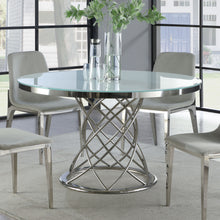 Load image into Gallery viewer, Irene Round Glass Top Dining Table White and Chrome
