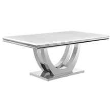 Load image into Gallery viewer, Kerwin Rectangle Faux Marble Top Dining Table White and Chrome
