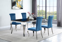 Load image into Gallery viewer, Carone 5-piece 81&quot; Rectangular Dining Set Teal and Chrome
