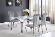 Load image into Gallery viewer, Carone Rectangular Glass Top Dining Table White and Chrome
