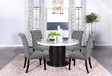 Load image into Gallery viewer, Sherry 5-piece Round Dining Set with Grey Fabric Chairs
