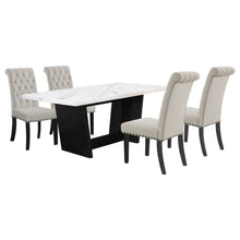 Load image into Gallery viewer, Sherry 5-piece Rectangular Marble Top Dining Set Sand and White
