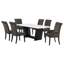 Load image into Gallery viewer, Sherry 7-piece Rectangular Marble Top Dining Set Brown and White

