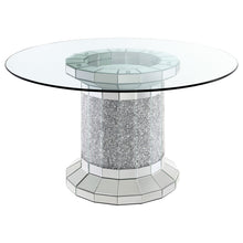 Load image into Gallery viewer, Ellie Cylinder Pedestal Glass Top Dining Table Mirror
