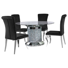 Load image into Gallery viewer, Ellie 5-piece Cylinder Pedestal Dining Room Set Mirror and Black
