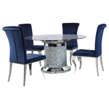 Load image into Gallery viewer, Ellie 5-piece Cylinder Pedestal Dining Room Set Mirror and Ink Blue
