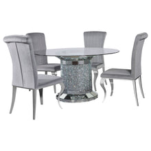 Load image into Gallery viewer, Ellie 5-piece Cylinder Pedestal Dining Room Set Mirror and Grey
